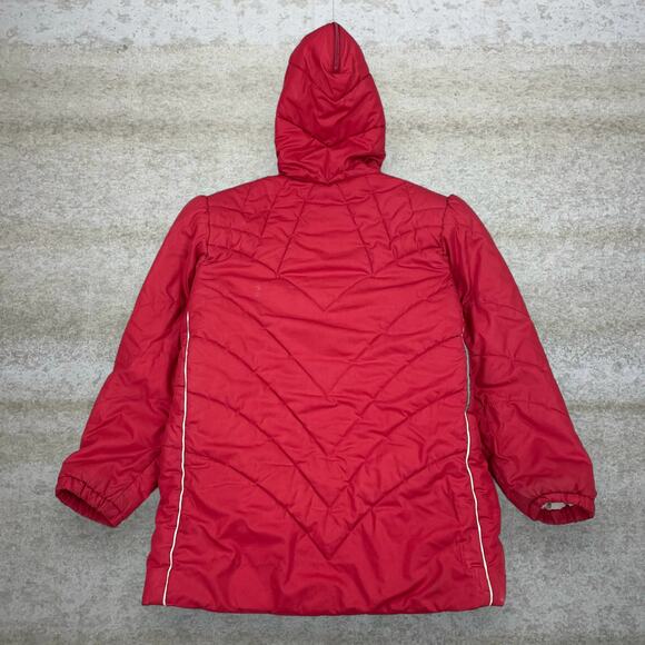 True Vintage 70s Sears Puffer Jacket Womens L Red Insulated White Full Zip - Picture 2 of 4